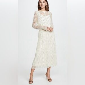 endless rose Meshed Polka Dot Midi Dress (two piece set)